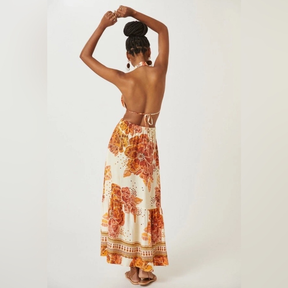 FARM Rio Floral Cut Out Maxi Halter Dress size Large - Picture 4 of 12